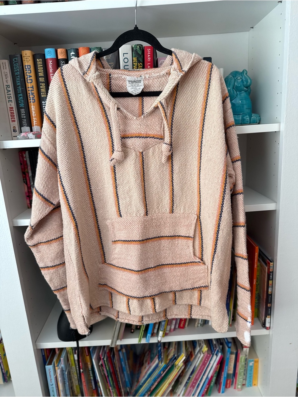 Vintage Mundo Latino Baja Hoodie Rare 100% Cotton Mexican Jerga Striped XL